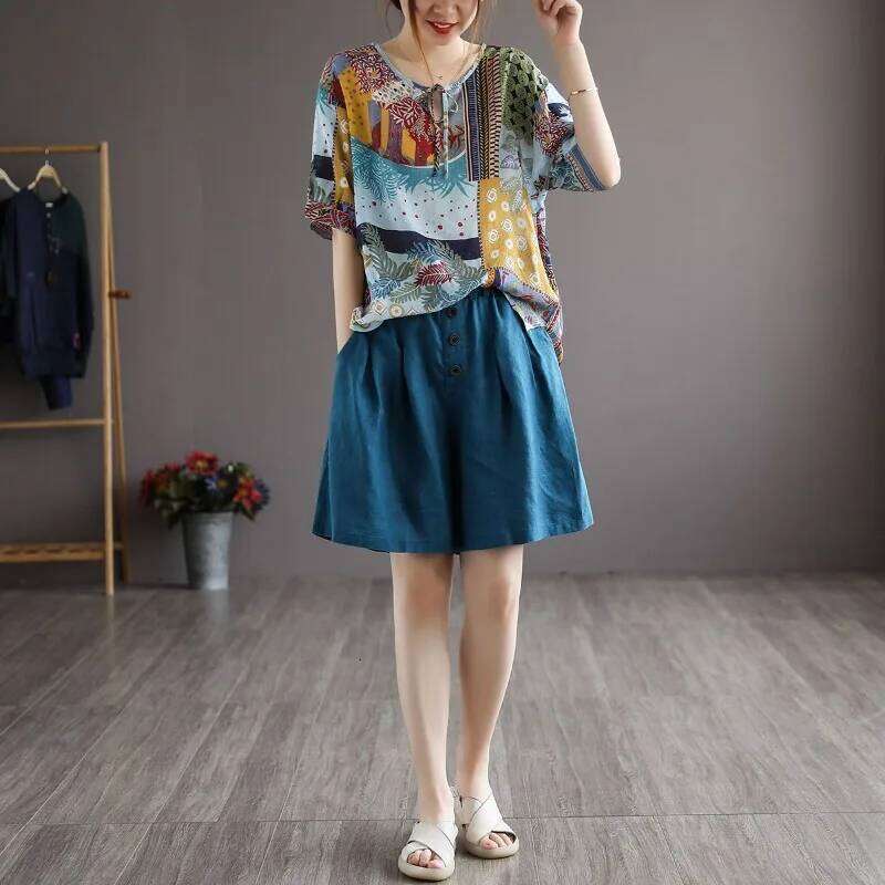 2025 Japan Style Shorts Women Solid High Waist Wide Leg Short Summer Casual Daily Loose Pants Female XJ260206