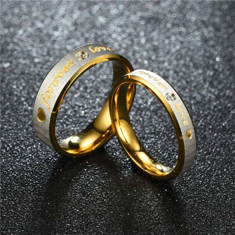 New Forever Love Couple For Women Men Heart Stainless Steel Wedding Ring Fashion Engaged Party Jewelry W260206