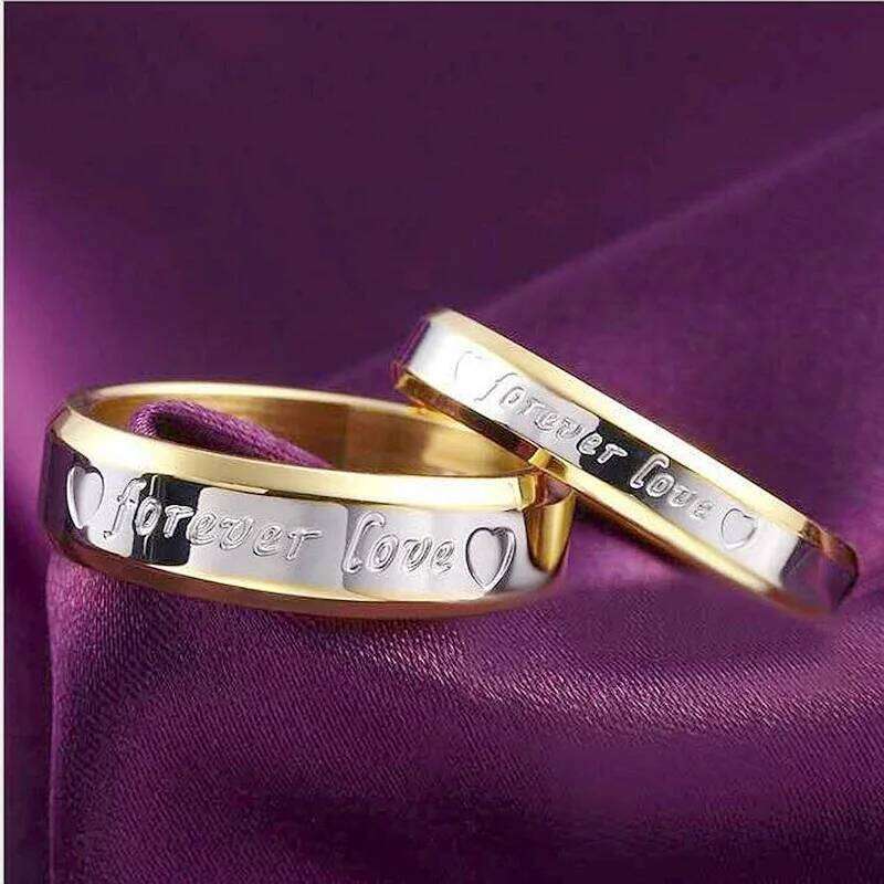 Promotions Women/Men Wedding Band Gold Plated Engagement Ring Stainless Steel Forever Love Couple's Size 6-12 W260206