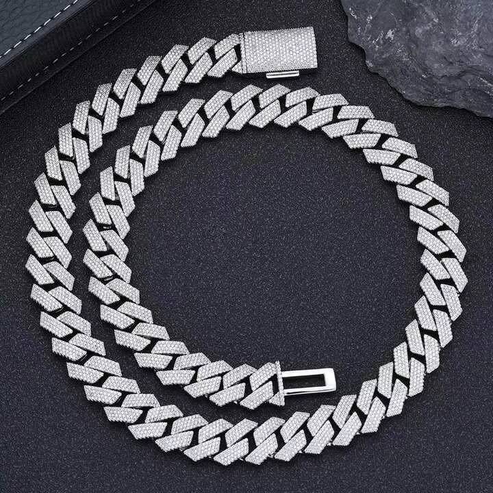 Majestic Unisex 15mm Four-Row Iced Lab Grown Diamond IGI Certified Brilliant Cut Necklace Miami Cuban Link Chain Gold/Silver