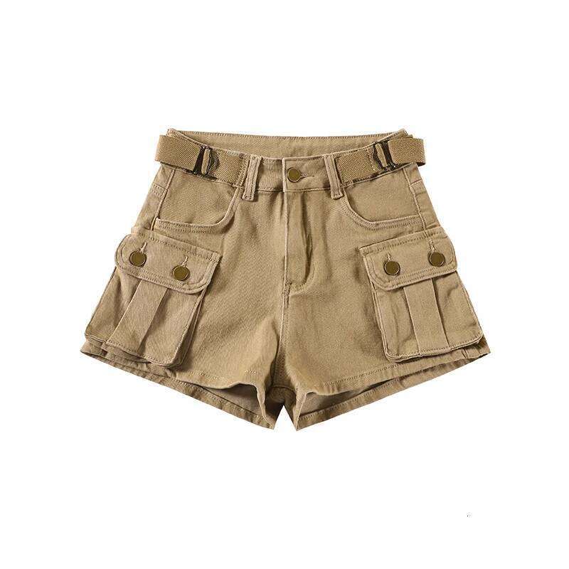 2025 Summer New Elastic Denim Shorts for Women American High Waist Loose Lace Design Spicy Girl Work Pants C260206