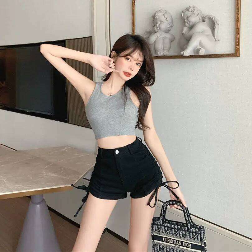 Shorts Womens Artisanal Chill High Waist Soft Cotton Linen Loose Fit Pocket Flip Hem Summer Social Picnic Look Relaxed C260206