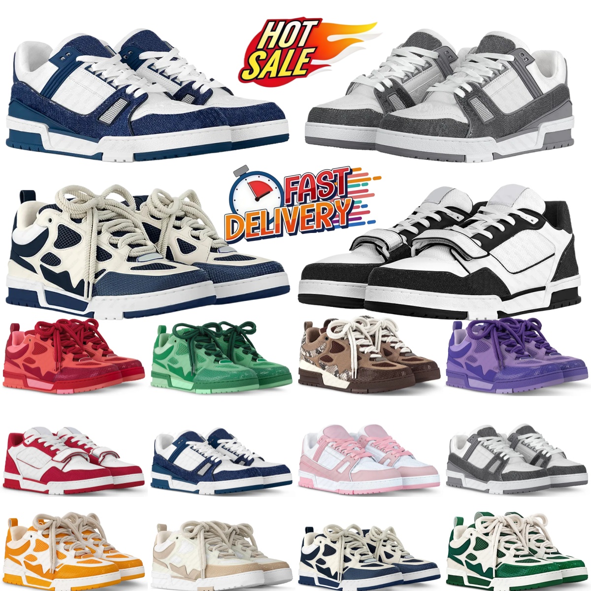 Free Shipping Designer Sneaker Skate Trainer Men Women Casual Shoes Leather White Green Letter Overlays Lovers Platform Sneakers Luxury lvliness Mens Trainers