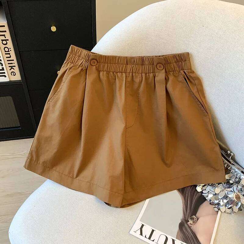 Washed Cotton Loose Fit Short Shorts Women's Summer Thin High Waist Slimming Wide Leg Three Quarter Length Casual Pants XJ260206