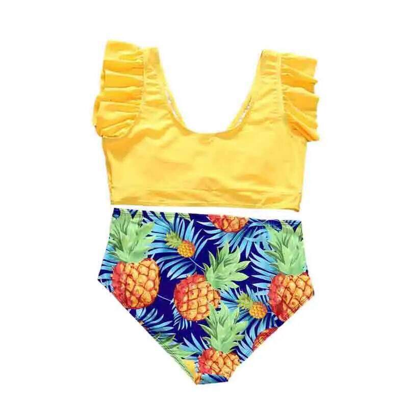 Tropical Family Swimwear Pineapple Print Sleeveless Bikini Set with Matching Swimming Trunks for a Fun Day at the XJ260206