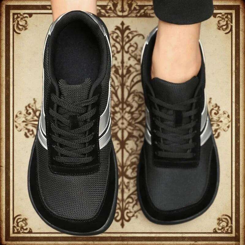 New Toe Casual Versatile Soft Sole Wide Last Walking Shoes Fashion Breathable Mesh Comfortable Sneakers Men