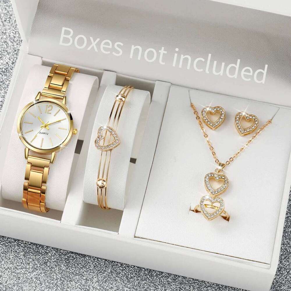 6PCS/Set Fashion Watches Luxury Analog Quartz Watch for Women Rhinestone Jewelry Set Reloj Mujer Girls ClockWithout Box Z260206