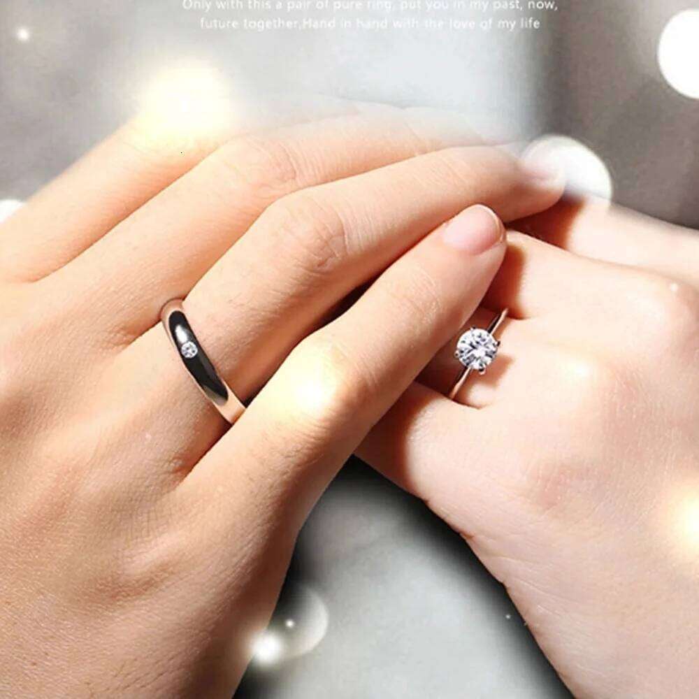925 Sterling Silver with Zircons Opening Ring Couples Fashion Simple Birthday Party Wedding Anniversary Jewelry Gift W260206