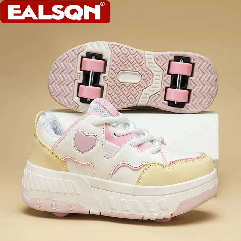 Kids Roller Skate Shoes Fashion Casual Sports Children 4-Wheels Outdoor Sneakers for Boys and Girls Gift 26Y0206