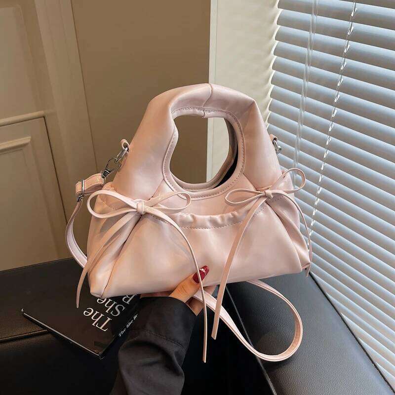 2025 Fashion New PU Shoulder High Quality Solid Color Hasp Bow Decoration Personality Hot Trendy Crossbody Bags for Women Y260205