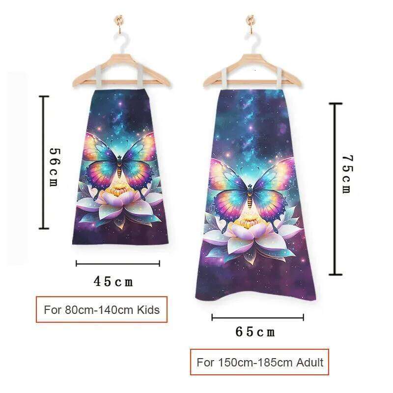 Wonderful Butterfly Flower Print Kitchen Apron Women Men Baking Home Cleaning Clothing Chef Waiter Cooking Pinafore Gift S260205