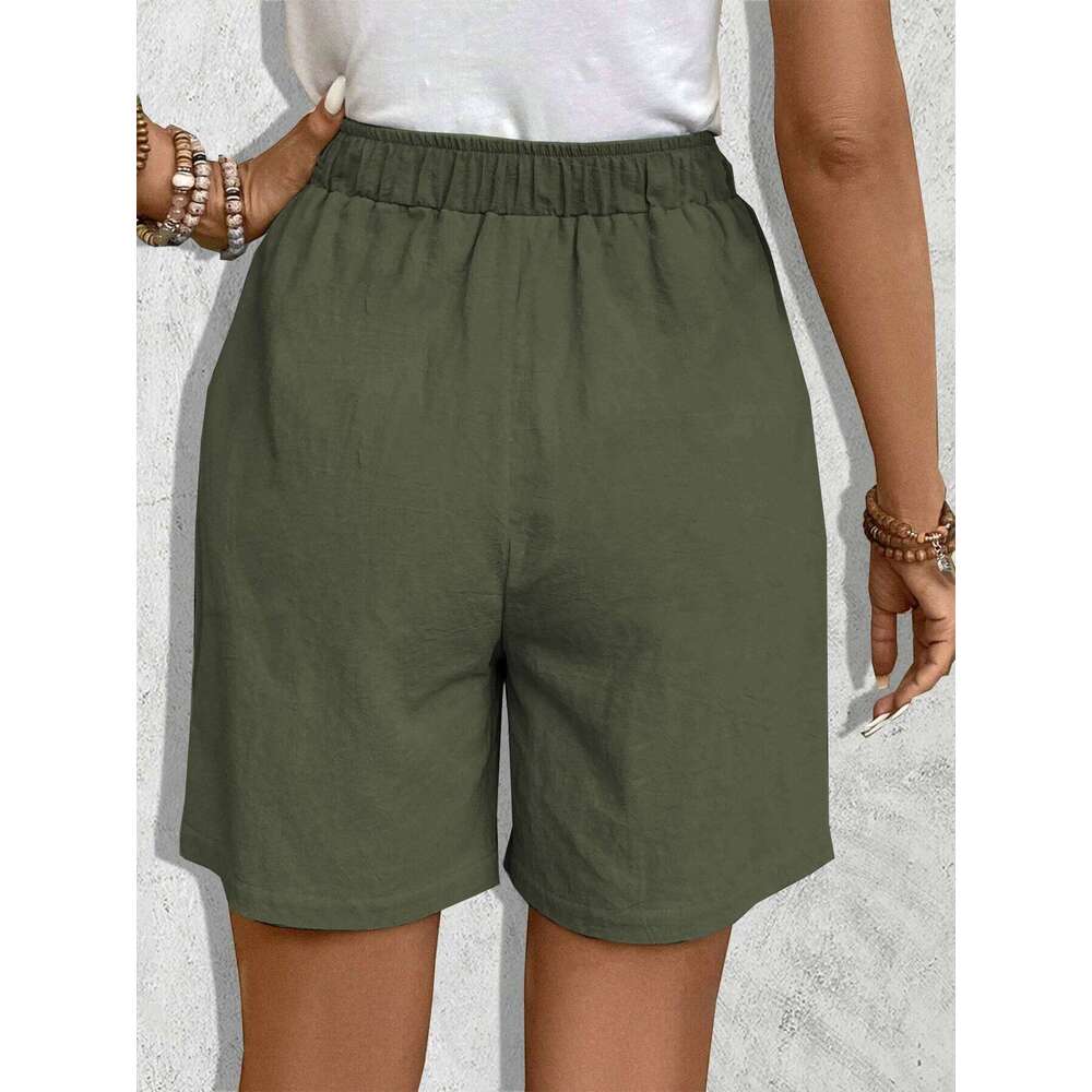 Womens Solid Color Fashion Casual Elegant Shorts Versatile Daily Sports Style Slim and loose fitting straight leg pants XJ260206