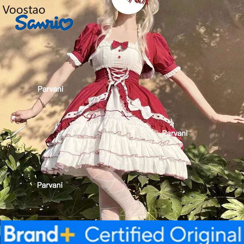 Sanrio Victorian Vintage Lolita Dress Women Gothic Y2k Puff Short Sleeve Laminated Flounces Mini Dresses Bow Ruffles Princess Vestidos H260206 - view 5