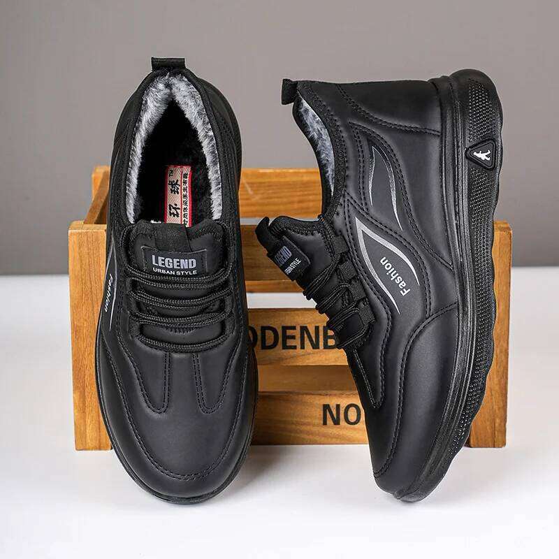 Men's pure cotton suede soled flat bottom with thick velvet outdoor snow boots winter warm casual shoes anti slip leather