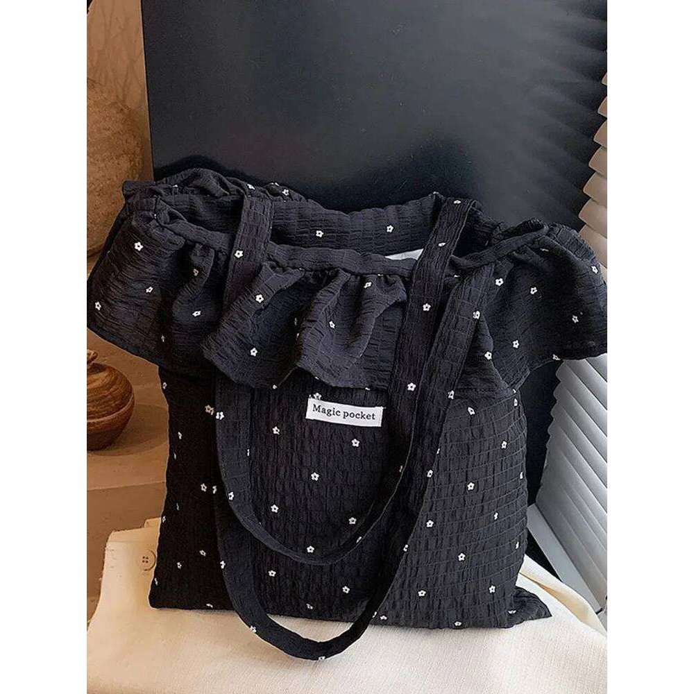 All-match Wave Point Chiffon Shoulder Large Capacity Fairy Mesh Handbag Commuting Korean Style Tote Bag Women Y260205