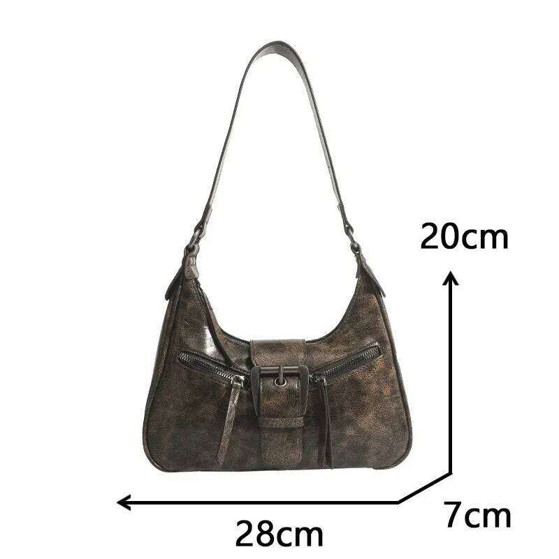 Retro Belt Design PU Leather Shoulder Bags for Women 2025 Y2K Small Vintage Female Underarm Crossbody Bag Fashion Handbags Y260205