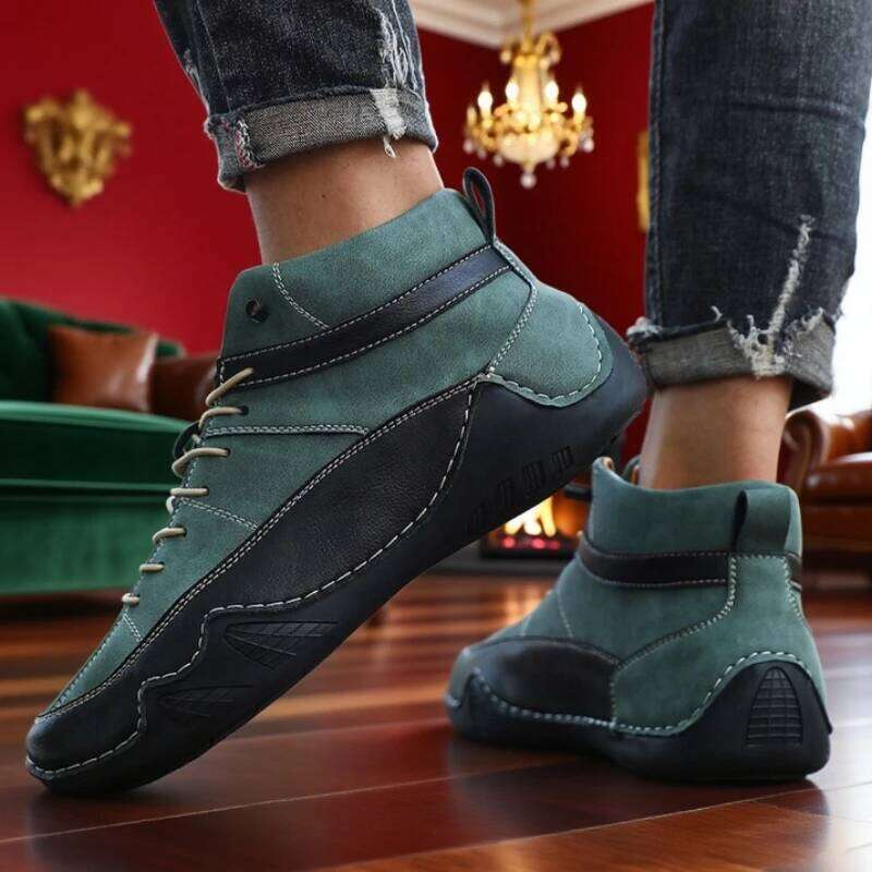 New 2025 Handmade Leather Outdoor Hiking Anti Slip Training Work Shoes Men Ankle Fashion Autumn Winter Boots