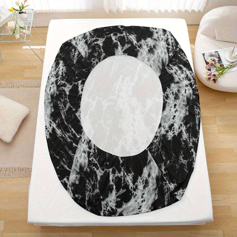 3-Piece Marble Print Fitted Sheet Set Ultra Soft, Breathable Microfiber Fabric, Hypoallergenic, Wrinkle-Resistant, Easy Care - XJ260206