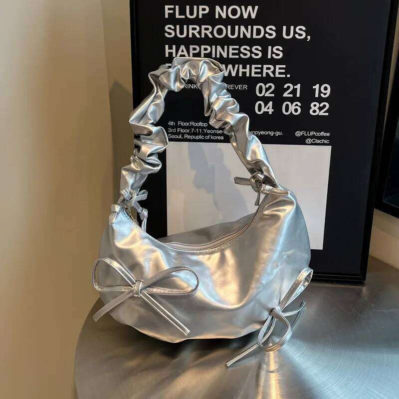 2026 Bowknot Underarm Women Pleated Strap Crossbody Unique Fashion Casual Outings Daily Use Shoulder Bag Y260205