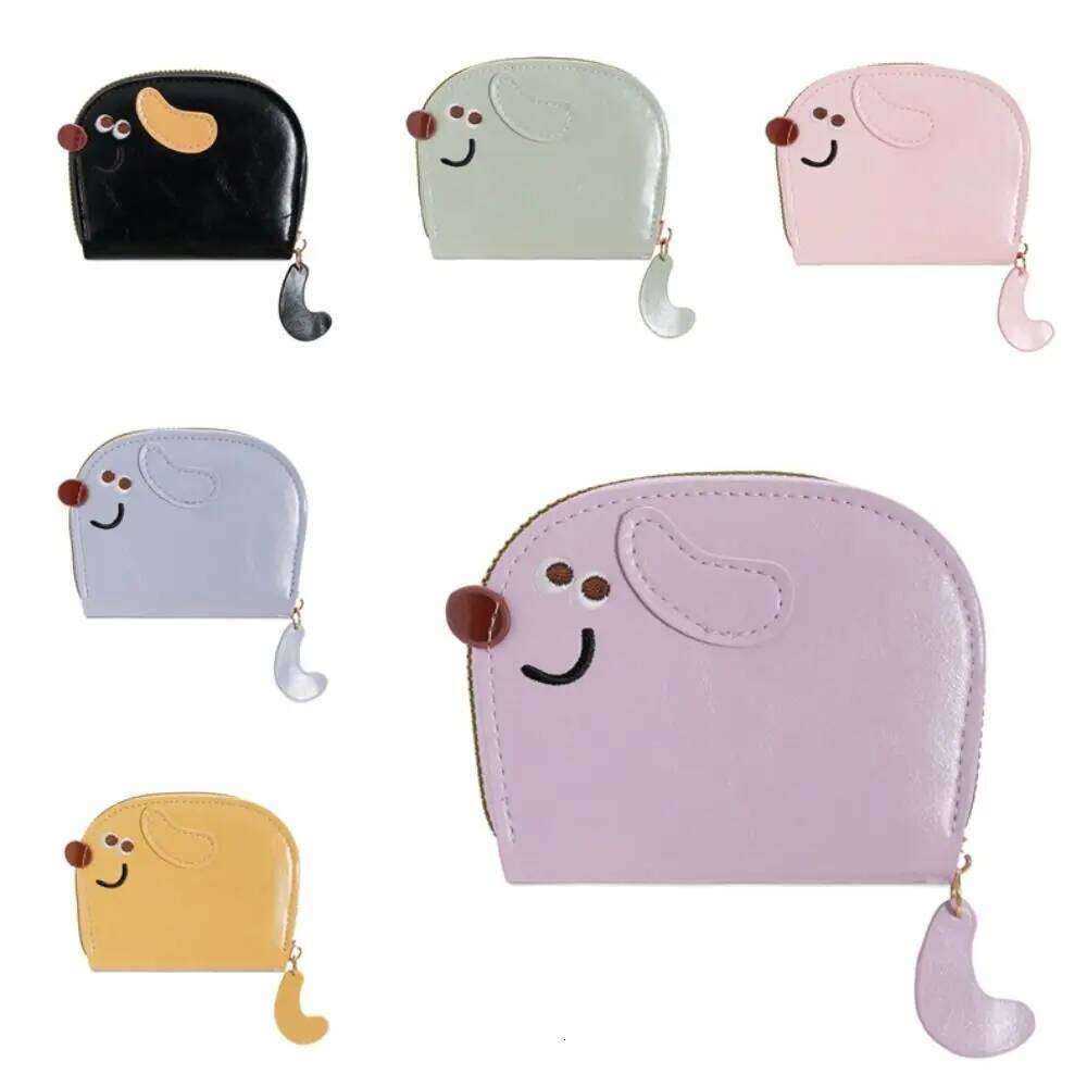 Fashion Cartoon Dog Bag Zipper PU Leather Coin Purse Pocket Card Holder Outdoor Y260206