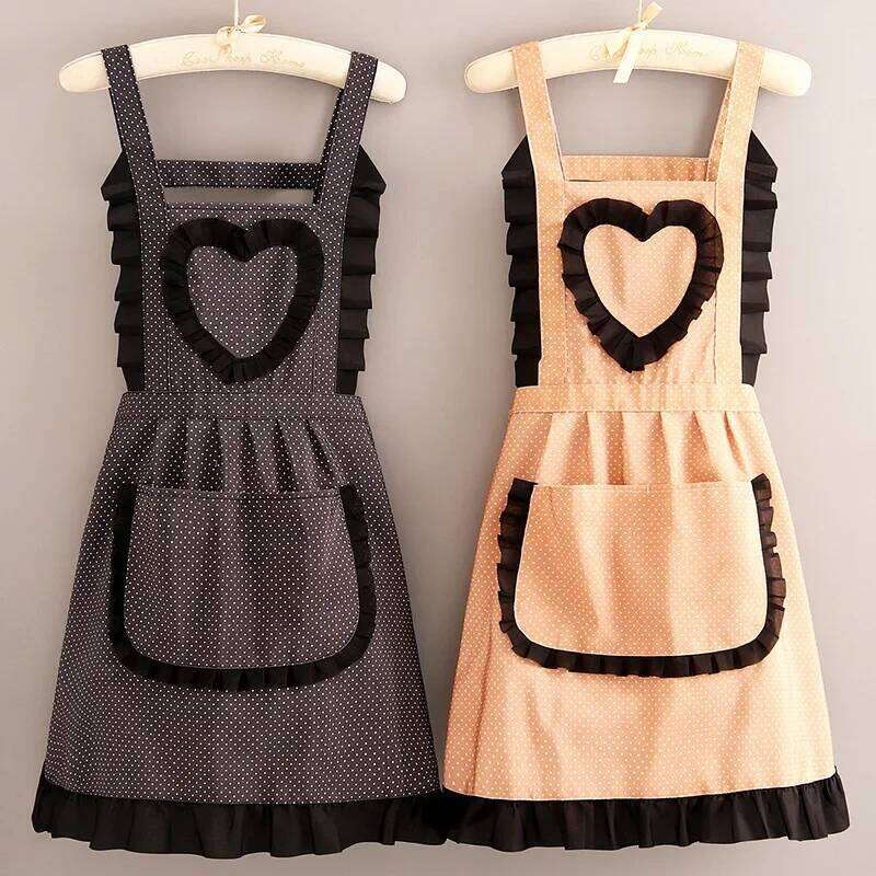 Western Style Canvas for Women Summer Thin Home Kitchen Fashion Apron Anti-fouling Wear-resistant Work Clothes S260205