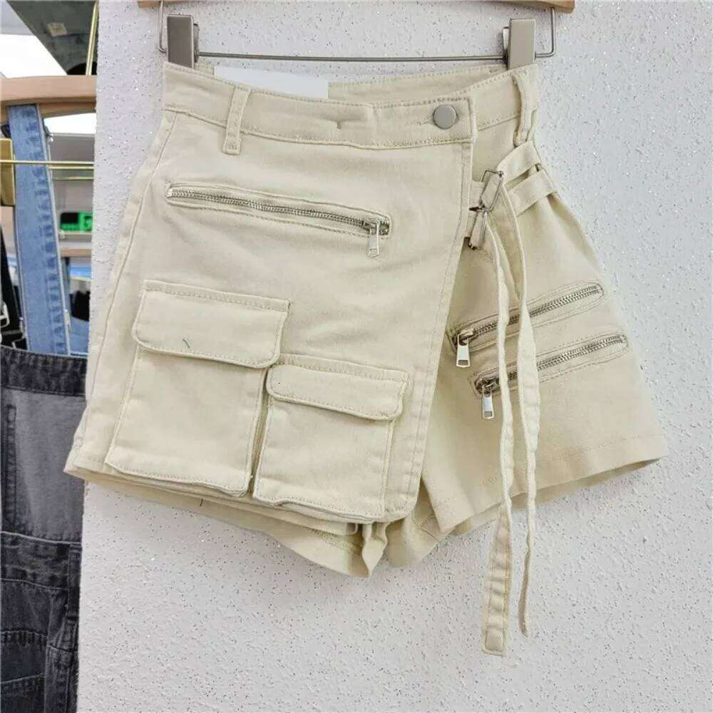 Culottes Women Jeans Short Pants Streetwear Washed Distressed Mid Waist Skinny Pockets Skorts Female 2025 Summer Shorts Skirts XJ260206
