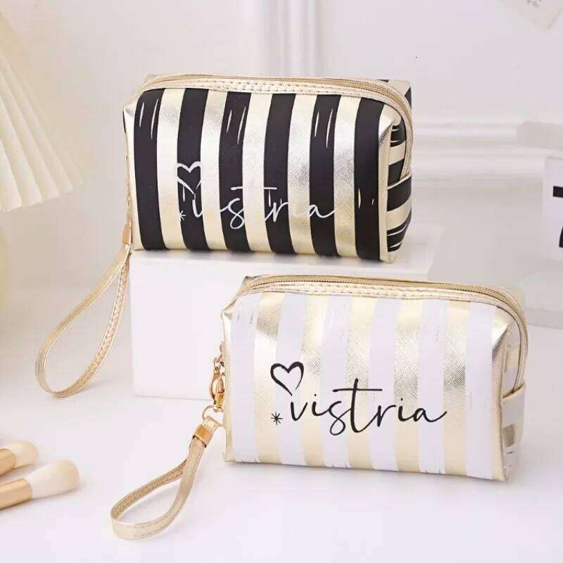 Striped Small Size High-value Handbag Mini Portable Makeup Storage Waterproof Women's Bag Y260206