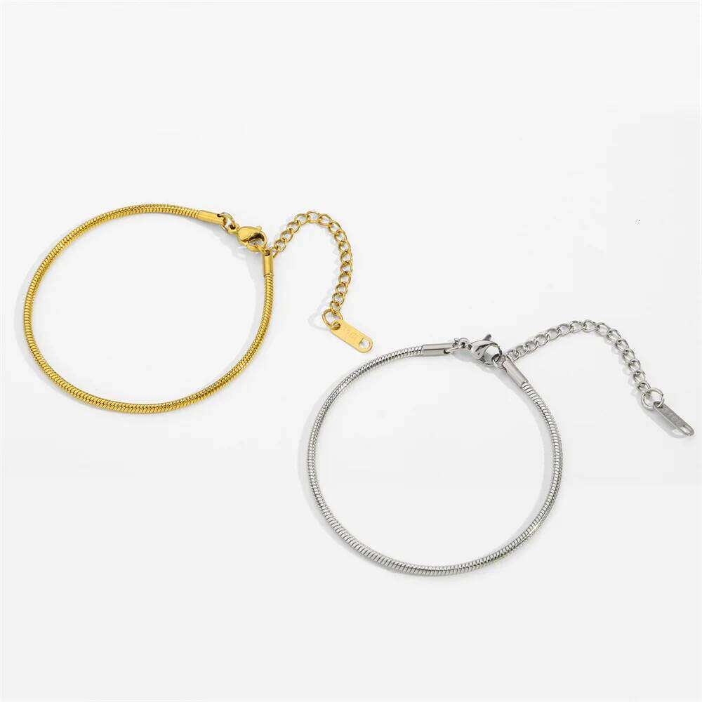 Men Silver Color Stainless Steel Snake Bone Simple Thin Chain Bracelet For Women Fashionable Men's Street Jewelry 26H0206