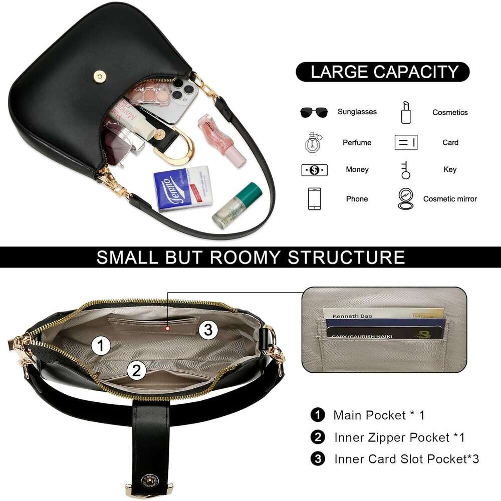 Shoulder Crescent Bag Small Purses For Women Trendy Vegan Leather Purse With Removable Strap