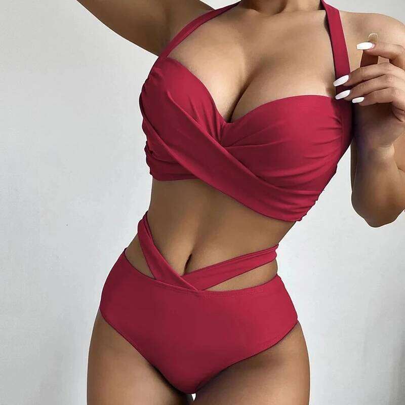 Sexy Two Piece Bikini Set Summer High Waist Halter Swimwear Women Push Up Snake Printed Split Swimsuit Bathing Suits Beachwear XJ260206