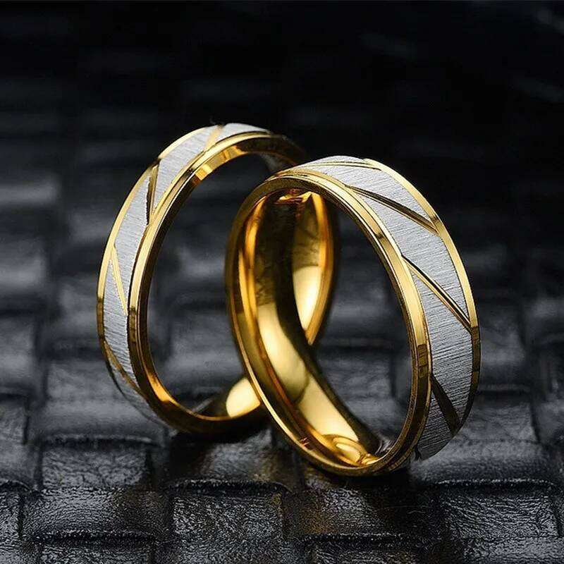 Stainless Steel Diagonal Stripe Couple Rings Wedding Promise Band for Women Men Size 5-13 W260206