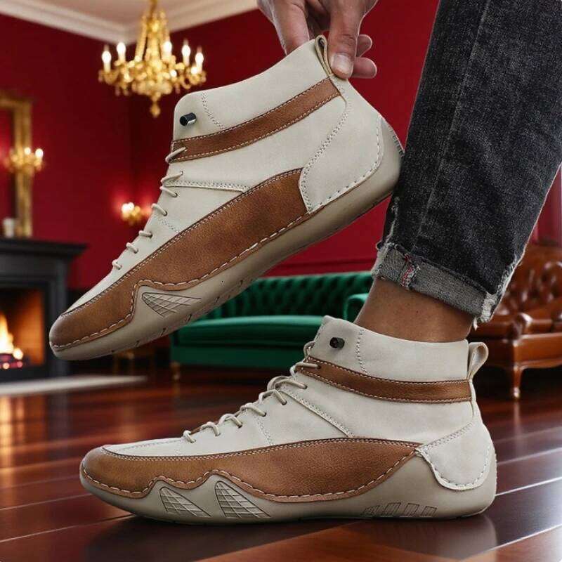 New 2025 Handmade Leather Outdoor Hiking Anti Slip Training Work Shoes Men Ankle Fashion Autumn Winter Boots