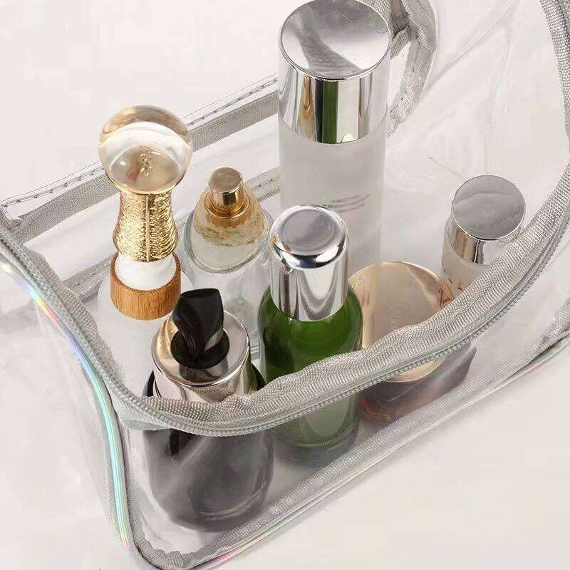 1Pcs Fashion Transparent PVC Portable Waterproof Toiletry Travel Cosmetic Bag Pouch Y260206