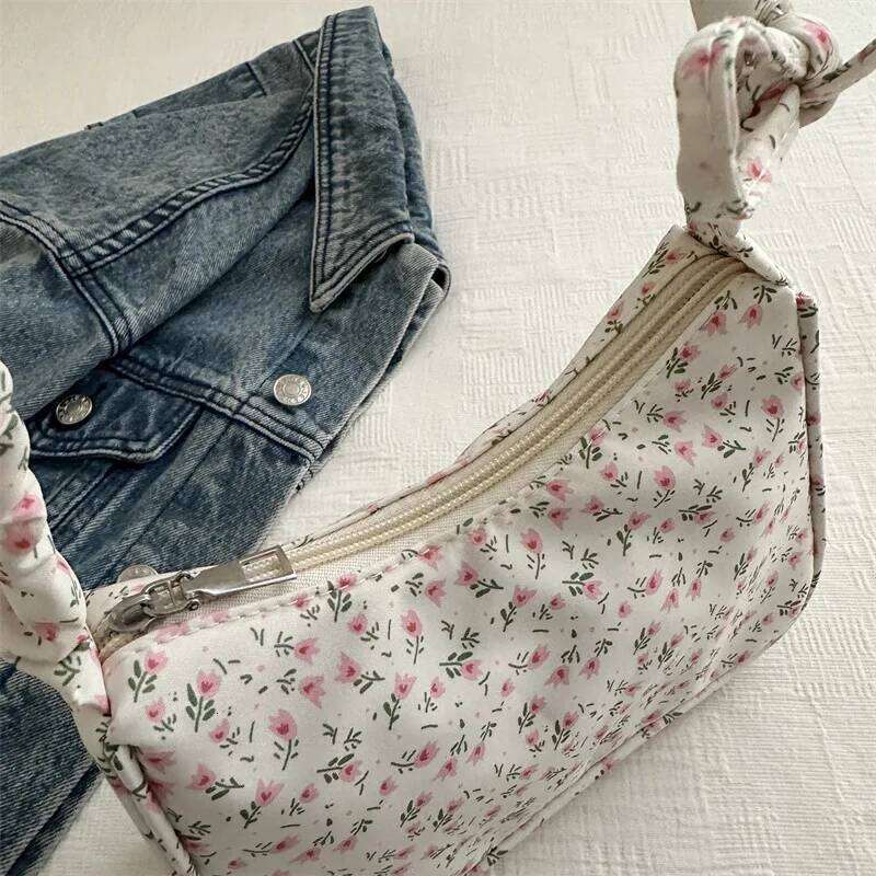 Floral Print Underarm Top Handle Bags Large Capacity Fashion Women's Simple Multi-functional Canvas Casual Shoulder Handbag Y260205
