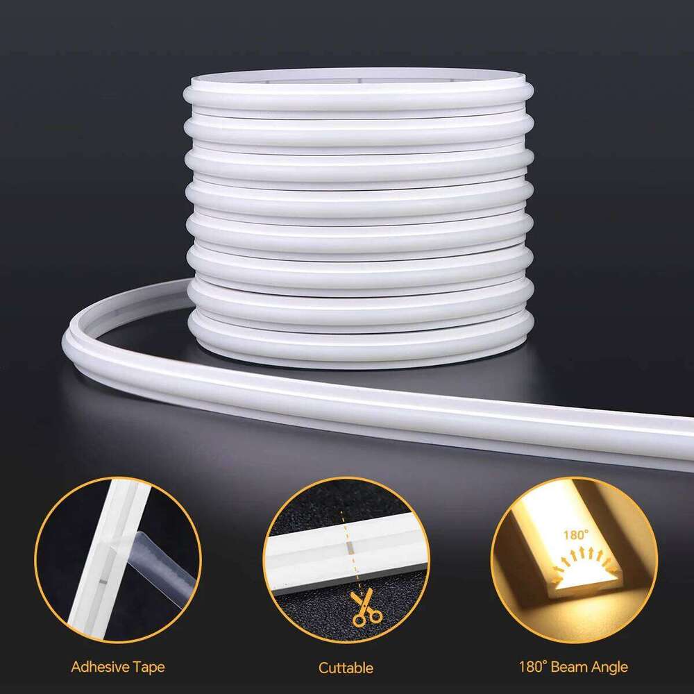 COB LED Neon Strip Light DC24V, Touch Dimmer Behind Wood/Glass, No Drill Needed, Pure Silicone, for Cabinet Wardrobe Mirror Z260206