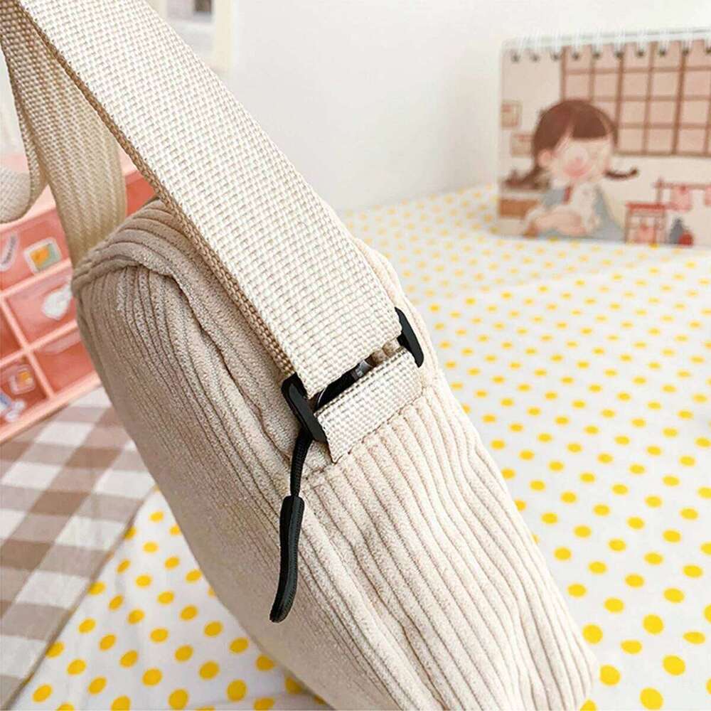 Khaki corduroy fashion small exquisite mobile purse with a simple and fresh cute cartoon shoulder crossbody bag XJ260129