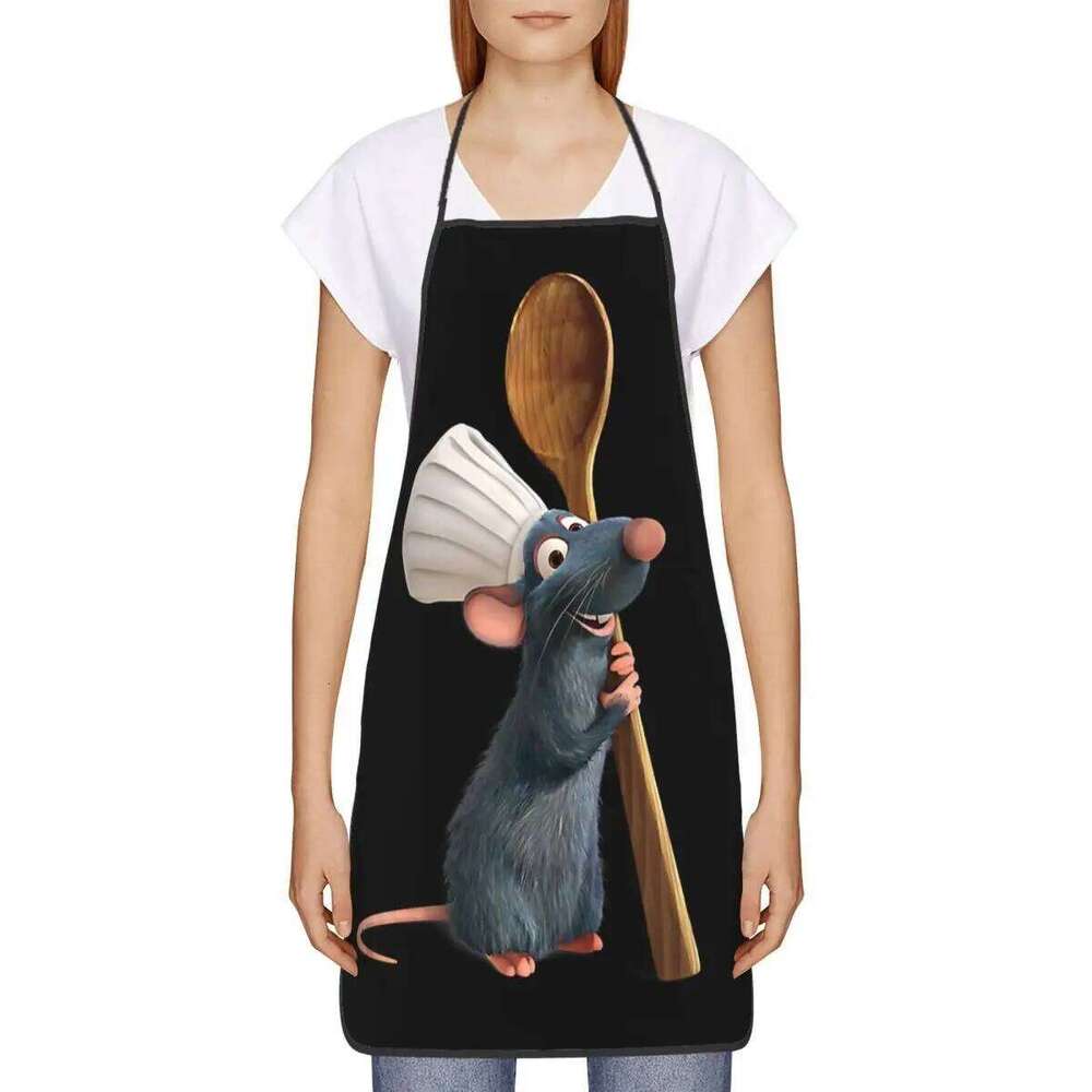 Unisex Ratatouille Remy With Spoon Apron Adult Women Men Chef Tablier Cuisine For Kitchen Cooking Animated Film Painting S260205 712
