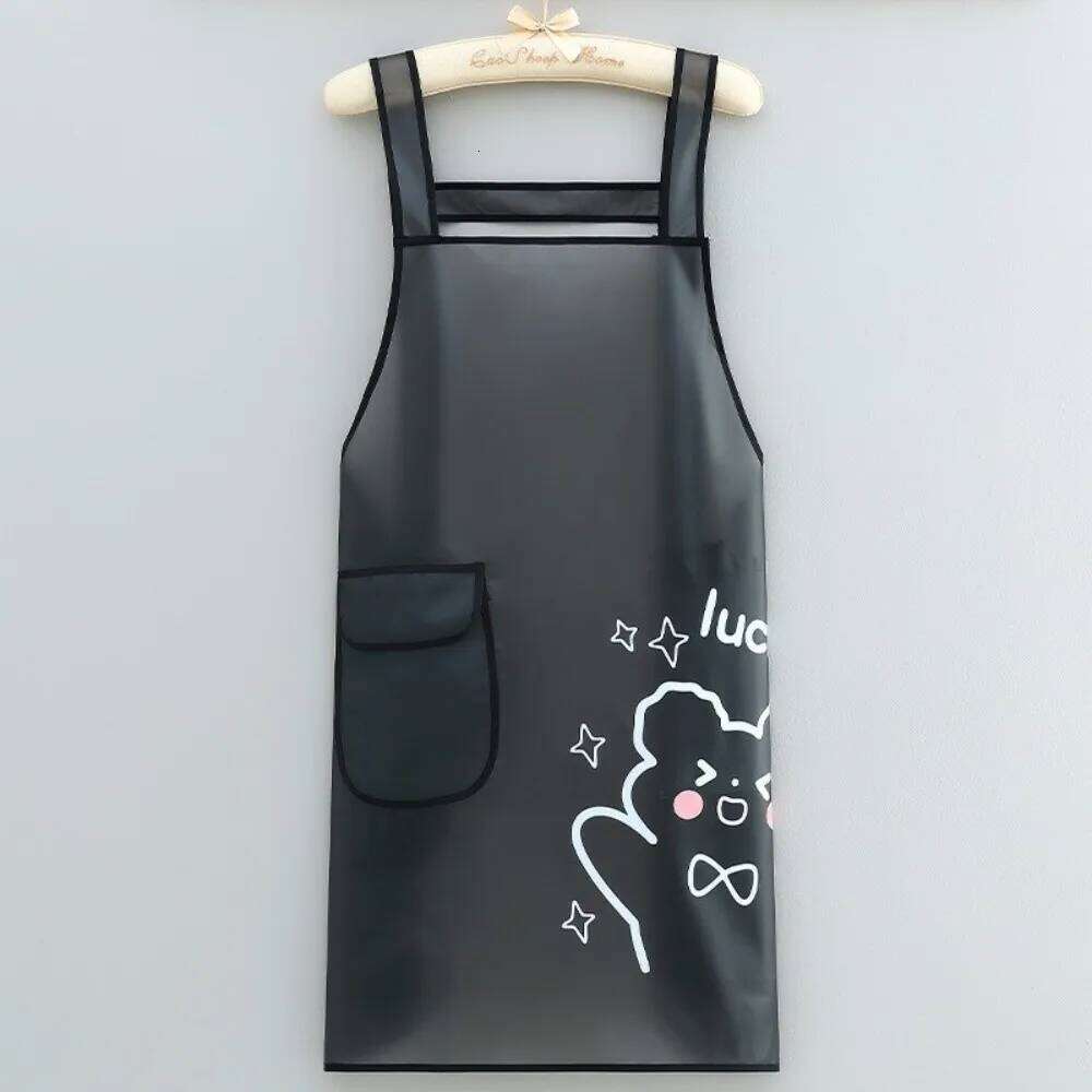 Cartoon Sleeveless Waterproof TPU Transparent Dirt-Proof Kitchen Apron Lightweight Work Aprons Home Use S260205