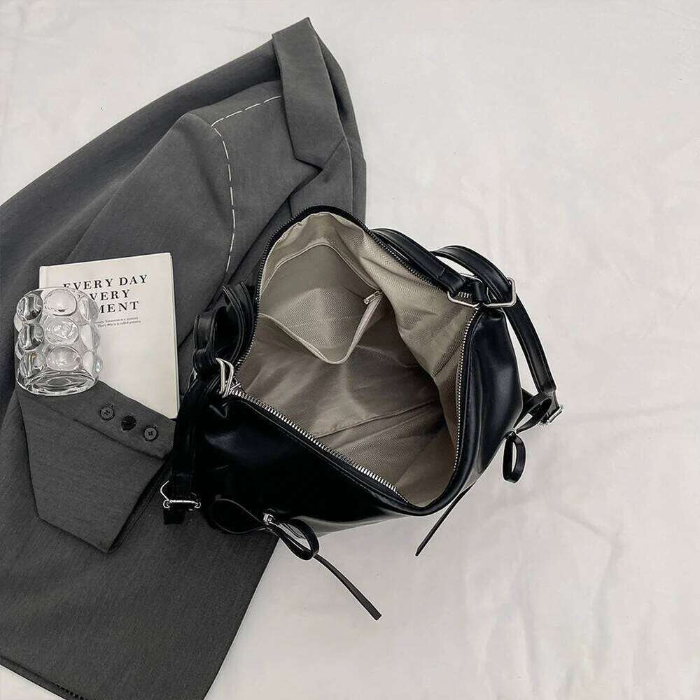 Cute Bow Designer Tote PU Leather Trendy Crossbody Bag Solid Color Casual Daypack with Zipper Satchel Purse for Women Y260205