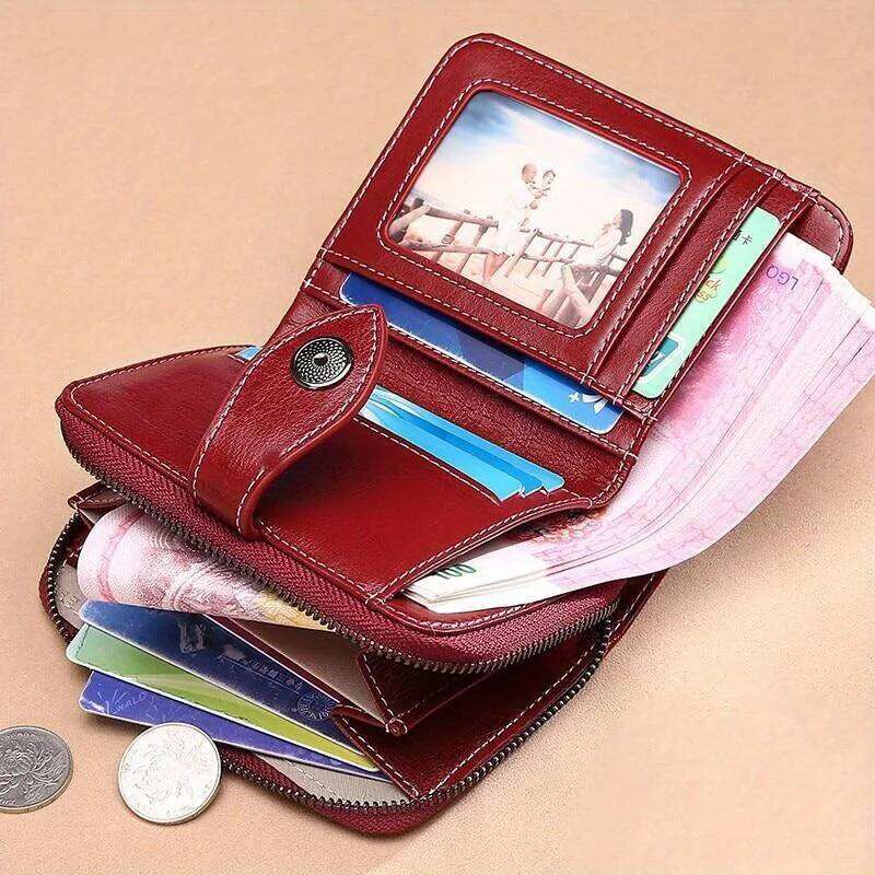 Women's Hollow Wallet Oil Wax Leather Money Clip High Quality Hasp Zipper Purse Female Clutch Coin Card Holders Bolsos Y260206