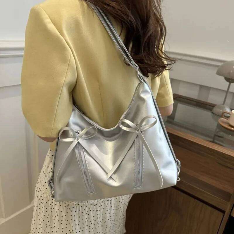 Fashion 2-in-1 Shoulder Bowknot Backpack Large Capacity Outing Beach Totes Casual Zipper Underarm Commuting Bag 2025 New Y260205