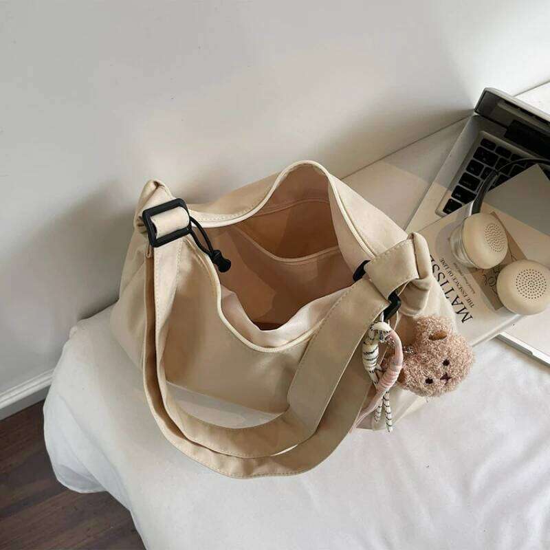 Korean Style Texture Simple Crossbody Women Fashion Embroidered Letter Shoulder Casual Folded Versatile Commuting Bag Y260205