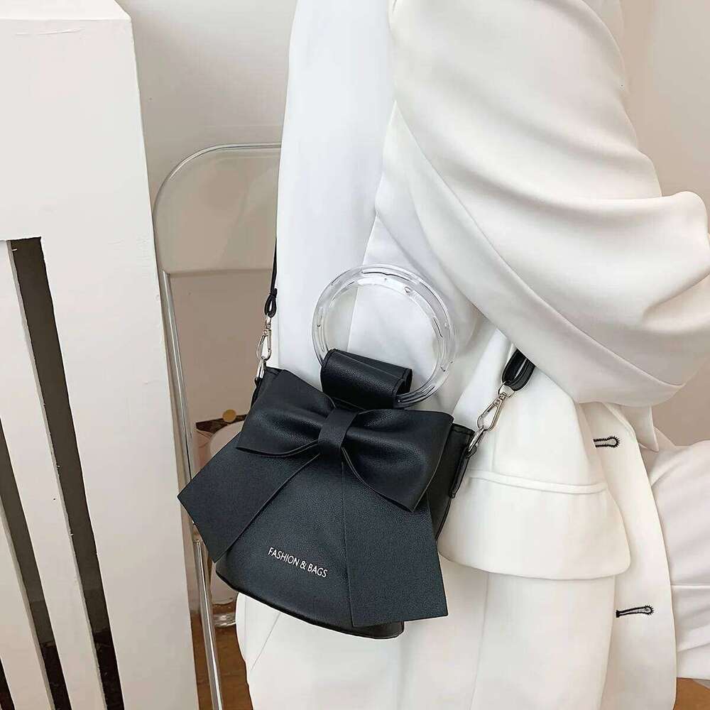 Stylish Women's Bucket Bag with Detachable Strap and Elegant Bow Accent Casual Shoulder Crossbody Bag, Summer Handbag Purse XJ260129