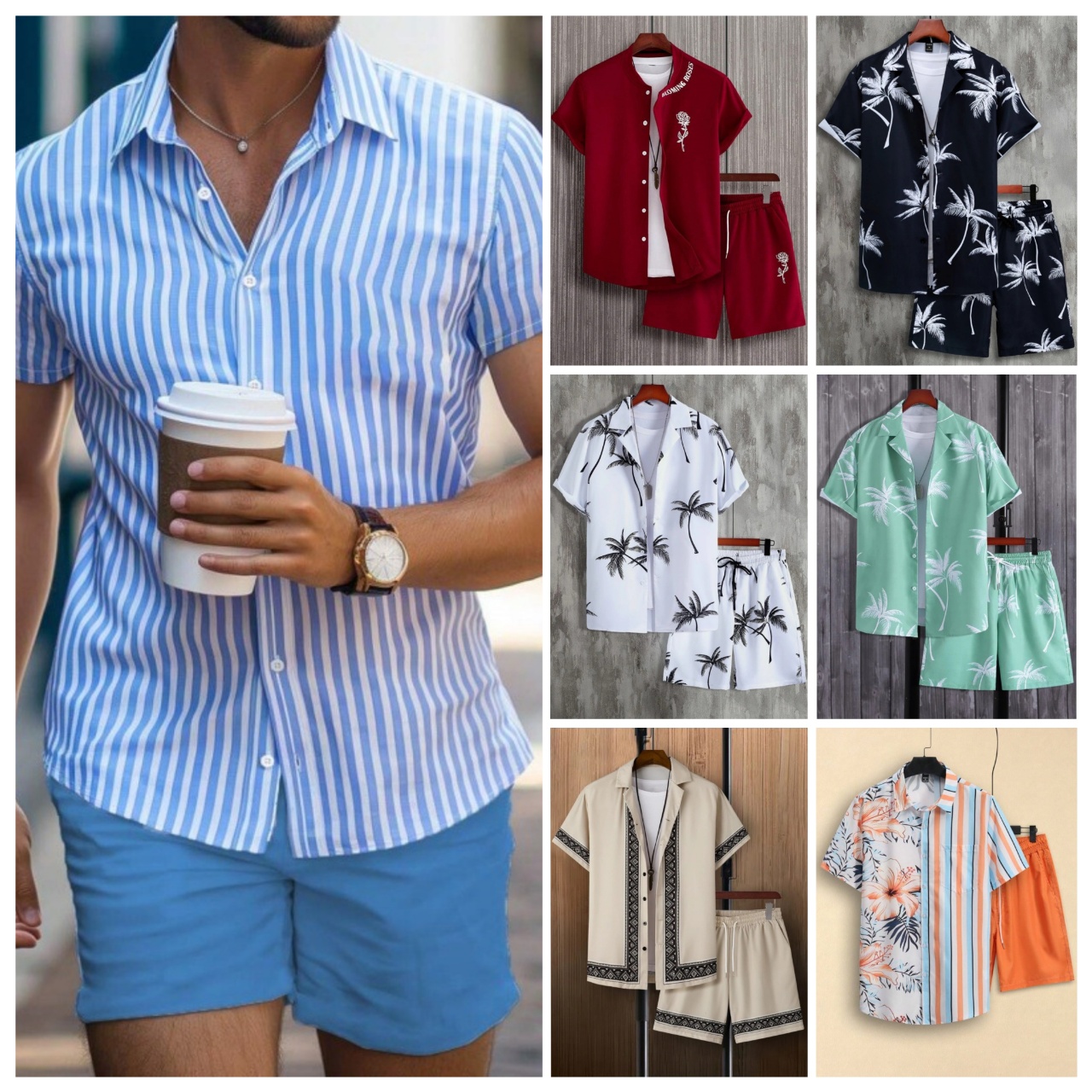 Men's Tracksuits Short Sleeve Shirt And Shorts Set Summer Everyday Fashion Sleeves Beach Pool Party Casual