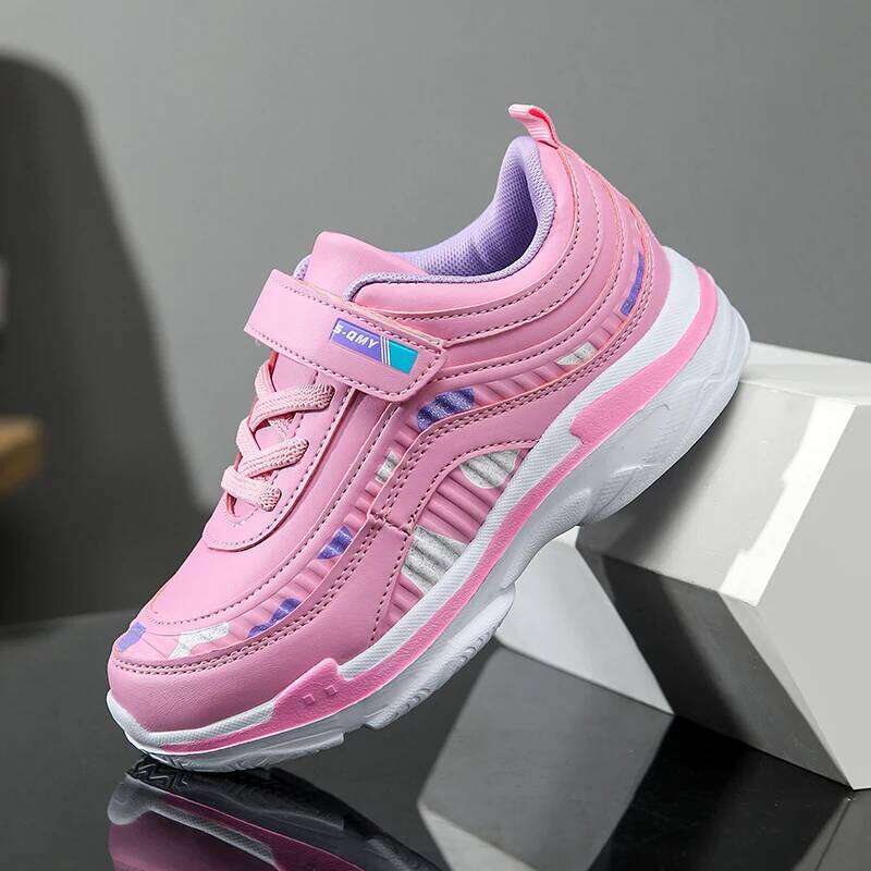 Cute Children Girls Luxury Leather Lightweight Kids Casual Shoes Running Sports School Tennis Sneaker for Girl 26Y0206