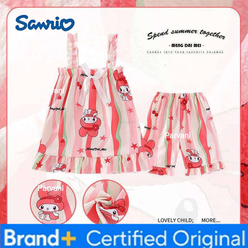 Sanrio Girls Pajamas Summer Style Cute Cartoon Design Loose Thin Comfortable Outdoor Wear Ideal for Home Use H260206 - view 4