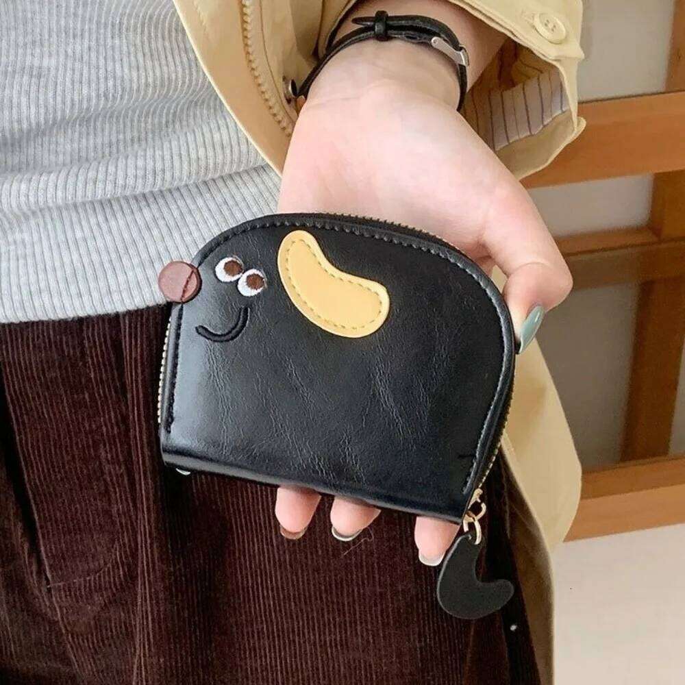 Fashion Cartoon Dog Bag Zipper PU Leather Coin Purse Pocket Card Holder Outdoor Y260206