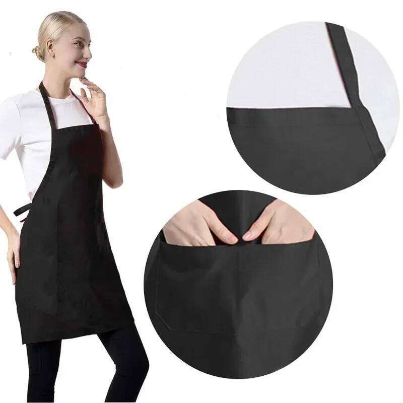 Adjustable Cooking Unisex Household Solid Color Chef Waiter Barbecue Hairdresser Adult Pocket Apron Kitchen Supplies Tool S260205 3f6