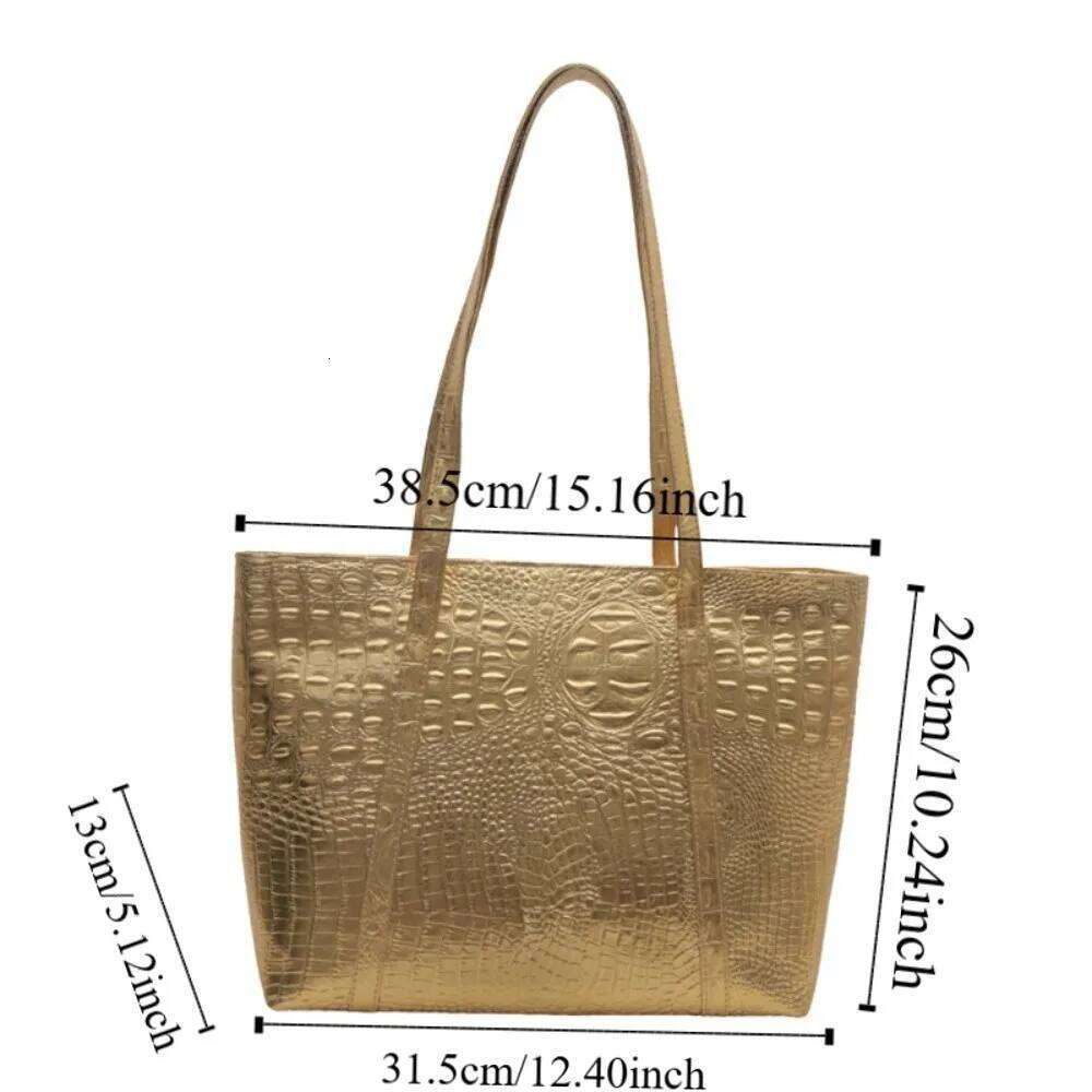 PU Leather Women Handbag Crocodile Pattern Luxury Female Shoulder Commuting Large Capacity Armpit Tote Bag Travel Y260205