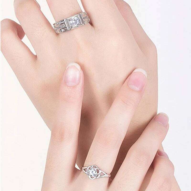 Real 925 Stelring Silver Men's Fashion Jewelry Crystal Zircon Flower Couple Ring For Woman XY0386 W260206